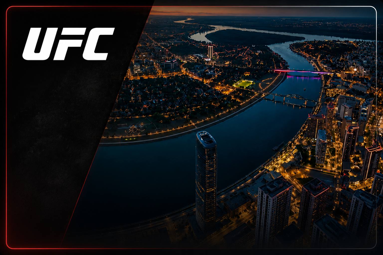 UFC Fight Night Belgrade - Aerial view of Belgrade city at night